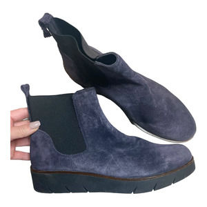 The FLEXX Coral Platform Chelsea Bootie in Dark Blue Suede Size 8
